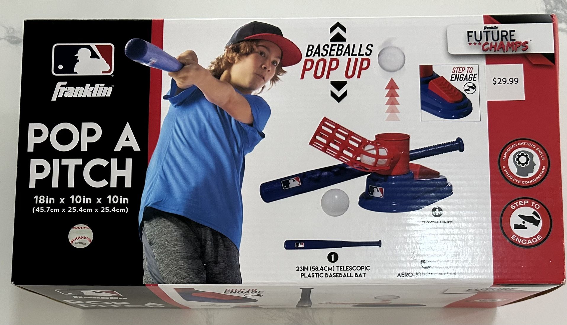 Franklin Sports Kids Baseball Pitching Machine Pop A Pitch Baseball Batting New