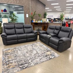 Manual Reclining Sofa and Loveseat Set