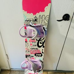 120cm Girls Kid Snowboard With New Bindings- Cool Board!  