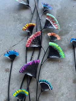 Metal Wall Art Colorful Flower Sculpture