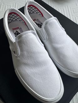 VANS PopCush Men’s White Canvas Slip-On Casual Shoes Rubber Sole Round Toe