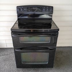 GE Black Double Oven Stove 
