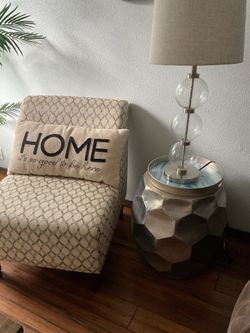 Elegant chair ,side table,lamp,etc