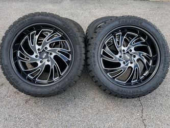 22x10 NEW XM STREET  RIMS  6 LUG TIRES 33x12.50R22 LT FITS CHEVROLET SILVERADO 1500 , TAHOE,GM SIERRA ,SUBURBAN CADILLAC,CHEVROLET, SILVERADO,  TOYOTA