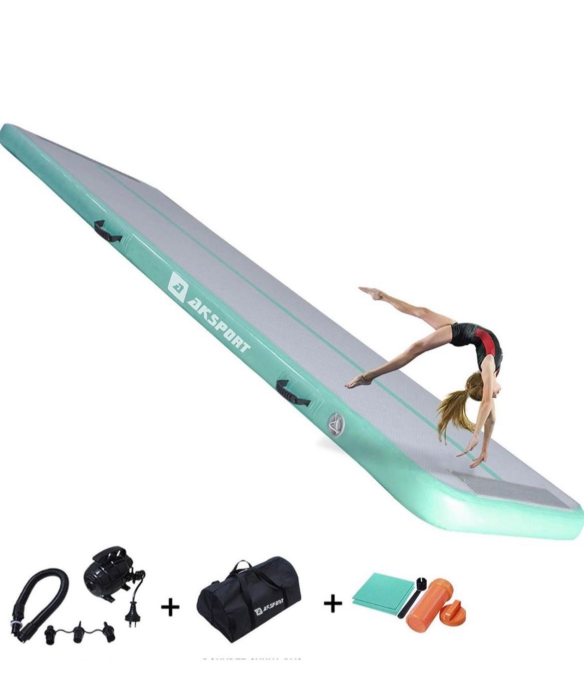 Gymnastics Air Mat Tumble Track Tumbling Mat Inflatable Floor Mats with Air Pump for Home Use/Tumble/Gym/Training/Cheerleading/Parkour/Beach/P