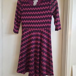 Bonnie Jean Pink and Purple Chevron Dress for Girl. Zig Zag Design Girl Dress