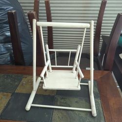 Vintage White Wood Doll Rocking Swing Chair