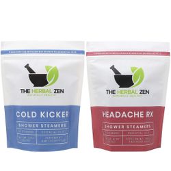 Cold Kicker and Headache Shower Steamer Bundle - Aromatherapy Shower Bombs with Essential Oils by The Herbal Zen