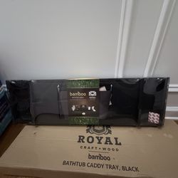 Royal Craft Wood Bamboo Bathtub Caddy Tray – Black – New