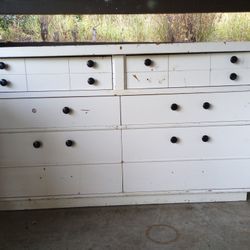 Super Cute Wood Low Boy Dresser And Matching Nightstand Painted White Vintage 