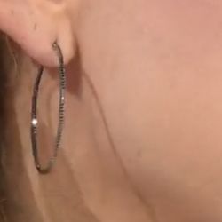 10k Rose Gold Solid 0.60ctw Black Diamond Inside  Outside J Hoop 