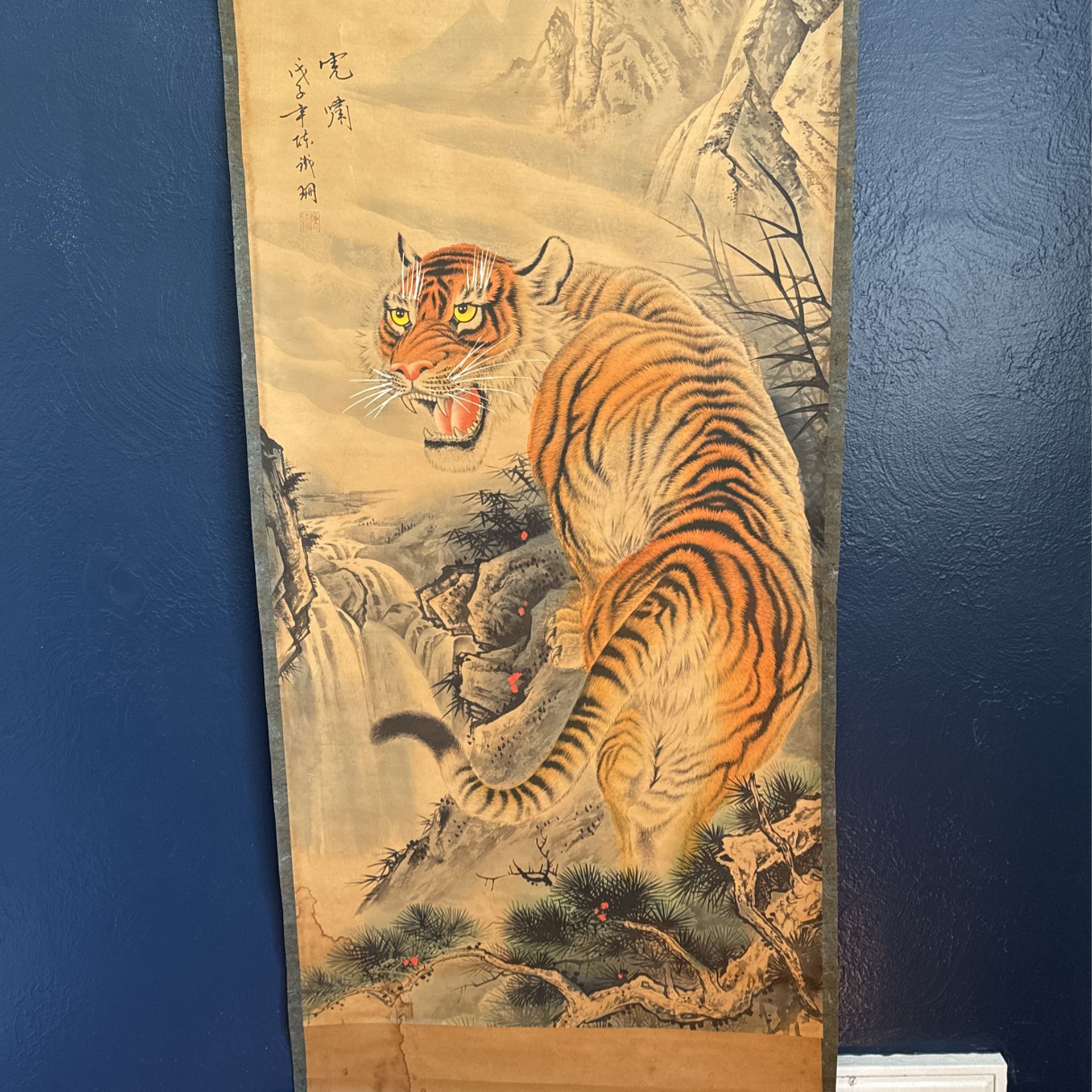  Tiger Painting Paper Scroll 