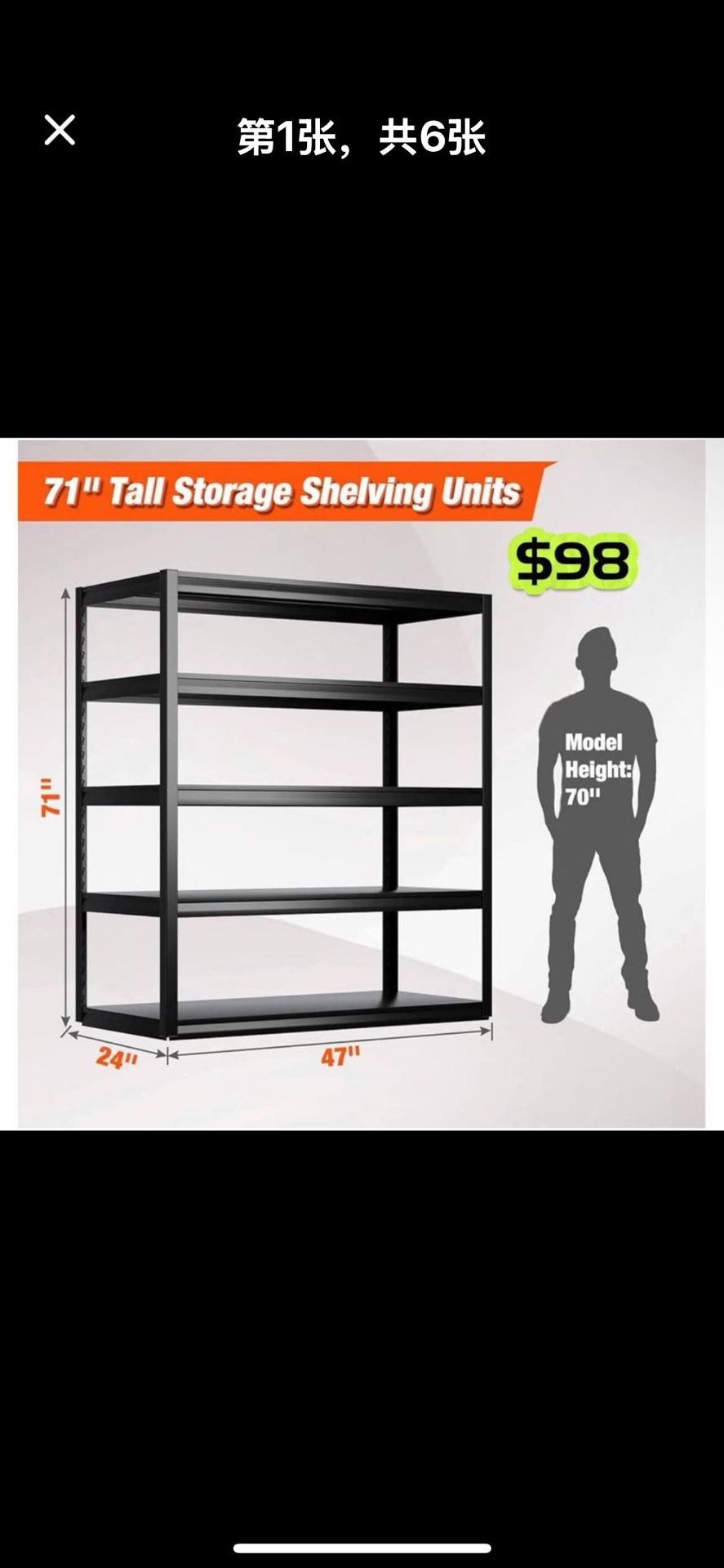 😀 47''W Garage Shelving Heavy Duty, 2500LBS Heavy Duty Shelving for Garage Storage Adjustable Industrial Shelving Unit, 5 Tier Metal Shelving Units