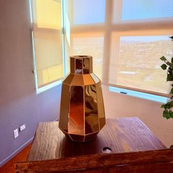 Large Vintage Gold Mirrored Floor Vase – Hollywood Regency Decor