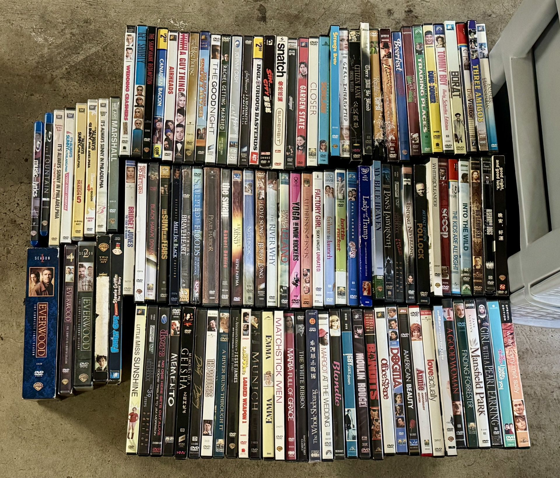101 DVDS, 10 TV/Box sets, 2 Blu-rays