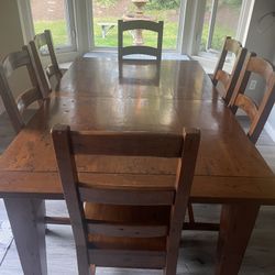 Irish Coast Collection Reclaimed Wood w Leaf Dining Table & 6 Chairs