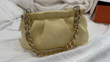 Yellow Handbag With Gold Chain