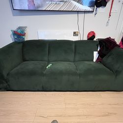 Green velvet couch