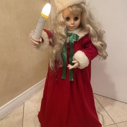 1987 Original Telco Motion-ettes of Christmas Caroler Animated Girl 24”
