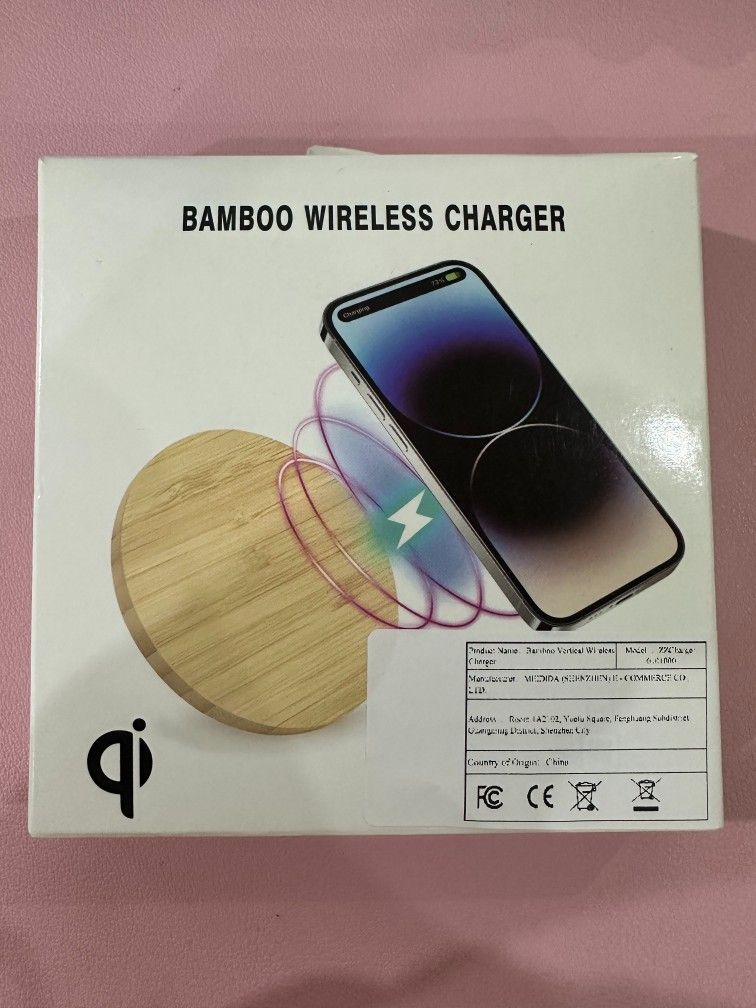 Bamboo Vertical Wireless Chargerfor iPhone, Samsung