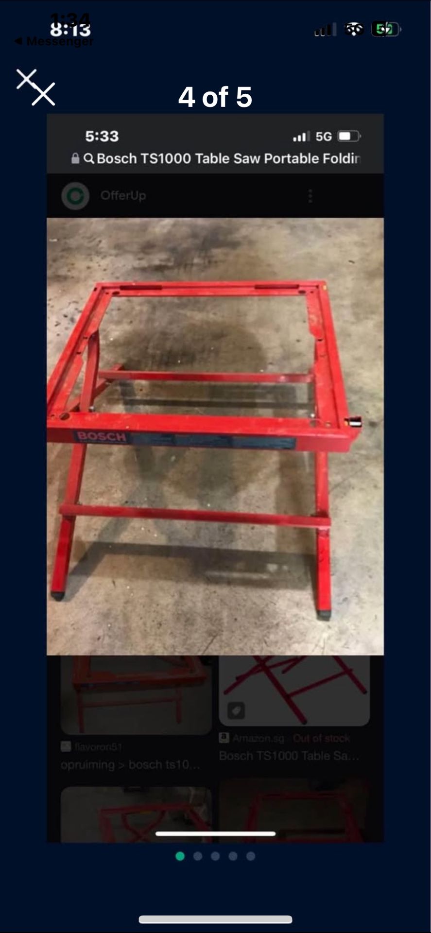 Bosch TS1000 Table Saw Portable Folding Stand