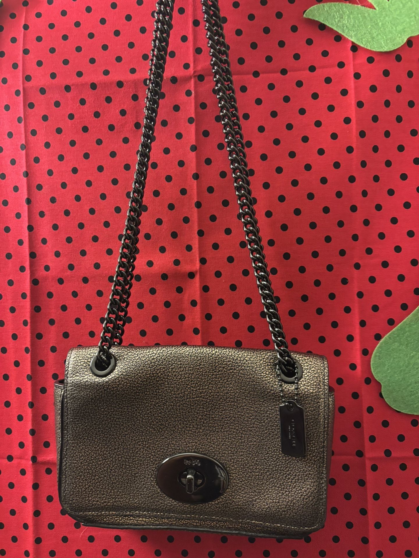 Grey vintage shoulder coach purse