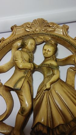 Antique ceramic decor Victorian couple dancing - beautifully crafted