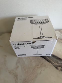 IKEA Sällskaplig Champagne Coupe Sparkling Wine 7oz Glasses Set of 4 Open Box