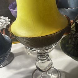 Hand Painted Vintage Glass Tea Light Holder