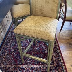 Ficks Reed Rattan Upholstered Bar Stools / Cafe Chairs