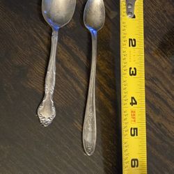 2 Silver COLORED Baby Spoons