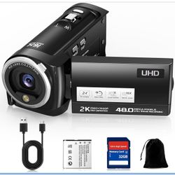 Camcorder, 48MP Video Camera, 16X Digital Zoom Vlogging Camera with LED Fill Light for YouTube, 3 Inch 270 Degree Rotation LCD Screen Camcorder with 3