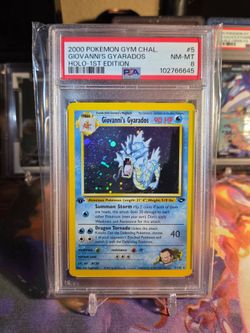 Pokemon Giovanni's Gyarados 1st Edition Holo PSA 8 Gym Challenge