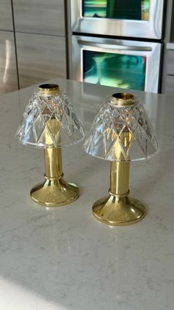 Vintage Brass Crystal Candle Accents (Pair)