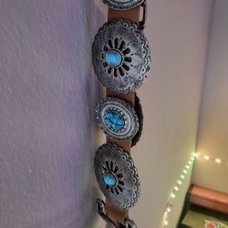 Turquoise Leather Belt 