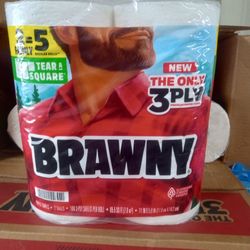 Brawny Tear a Square, 2=5, Big Roll Paper Towels.
4/ 2 Roll Packages, 8 Rolls Per Case.
