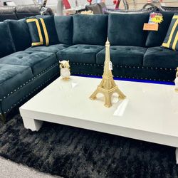 Crazy Deal😱Gorgeous Black Sofa Sectional With LED Lighting Available 50% Off Only $799