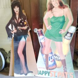 Card Board Cut Outs Miller Girl, And Elvira. Life Size