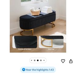 Black Velvet Oval Storage Bench