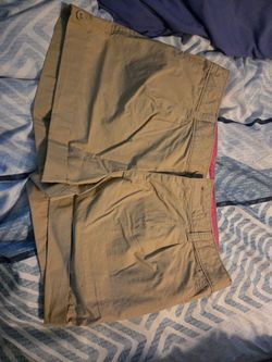 Khaki Cargo Shorts with Pink Lining