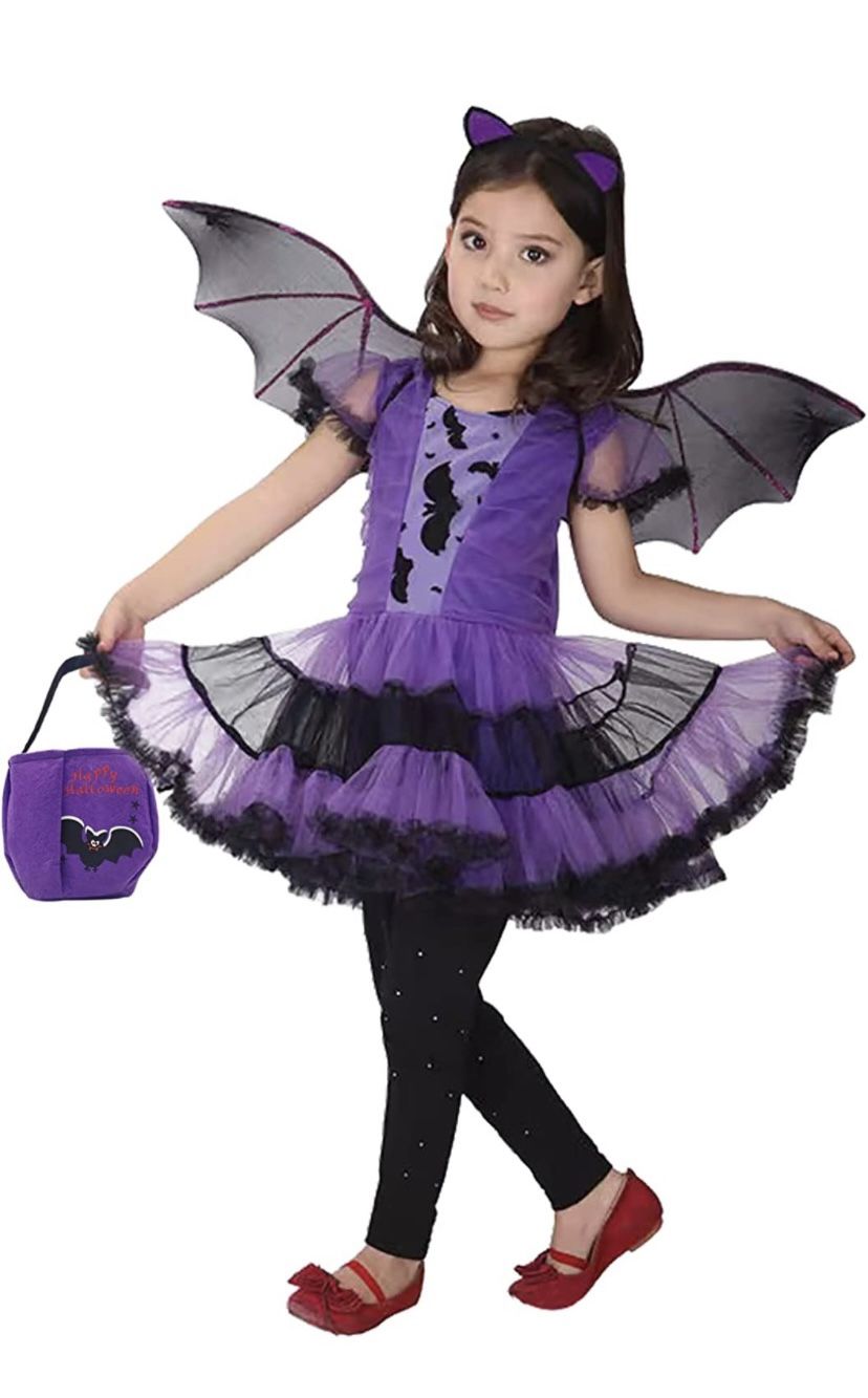 Girls Bat Costume Halloween Purple
