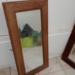 Antique Beveled Mirror Oak Frame 