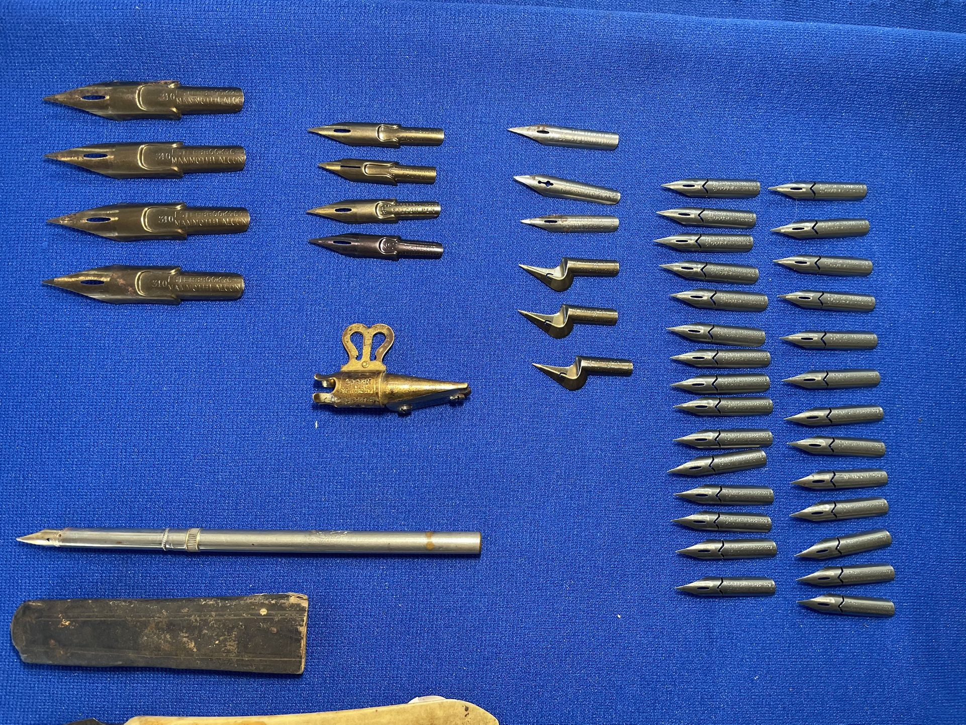 Calligraphy Pen,43 Tips,3 Antique Ink Erasers/Scrapers &1906 Brass Pencil Eraser