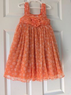 Bonnie Jean Orange Floral Rosette Sundress for Girls 6T