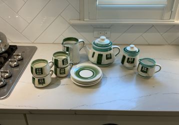 Hand-Painted Tea Set And Service For 4. 