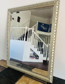 Wall Mirror of Ornate Silver – 34"x28"  – Elegant Home Décor