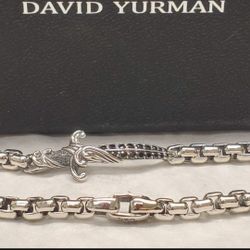 David Yurman Sterling Silver Dagger With Black Diamonds Bracelet 