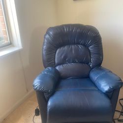 Blue leather electric recliner