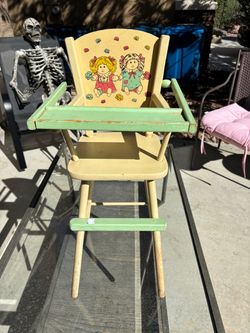 Vintage cabbage patch kids wooden doll furniture high chair