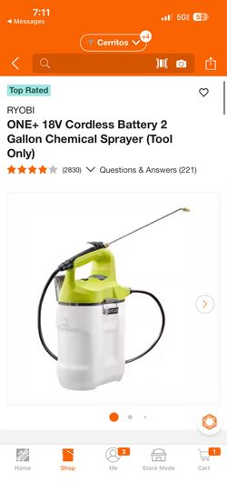 RYOBI ONE+ 18V Cordless Battery 2 Gallon Chemical Sprayer (Tool Only)